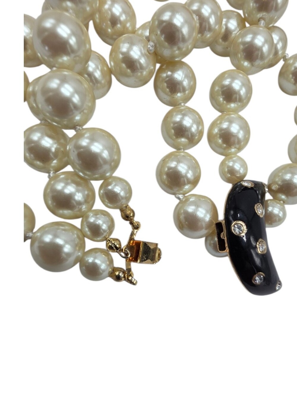 80's 90's Vintage Carolee Faux Pearl Crescent Moon Bracelet - Picture 6 of 8